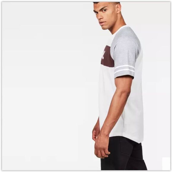 NWT G Star Raw BEATAL Loose Raglan Logo Tee, White/Grey Heather XL - Picture 3 of 5